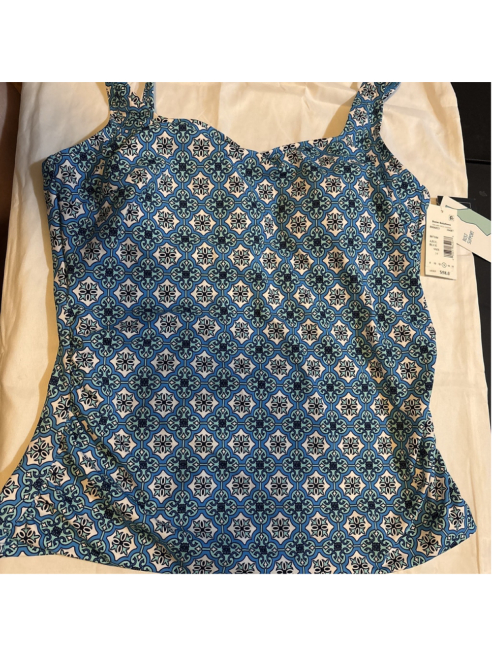 swim sloutions square neck tankini Azul blue 16